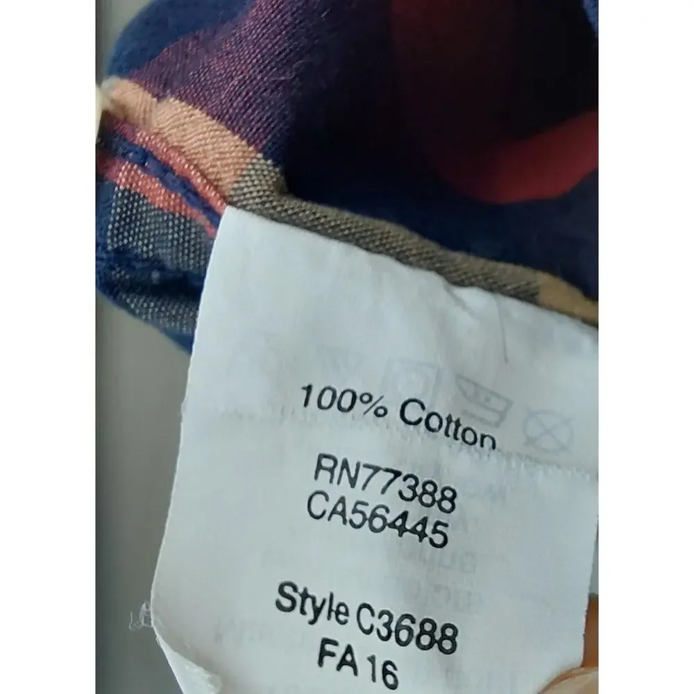 J.Crew Men's Slim Fit Red Navy Plaid Button-Up Shirt XL Preppy Streetwear Cotton